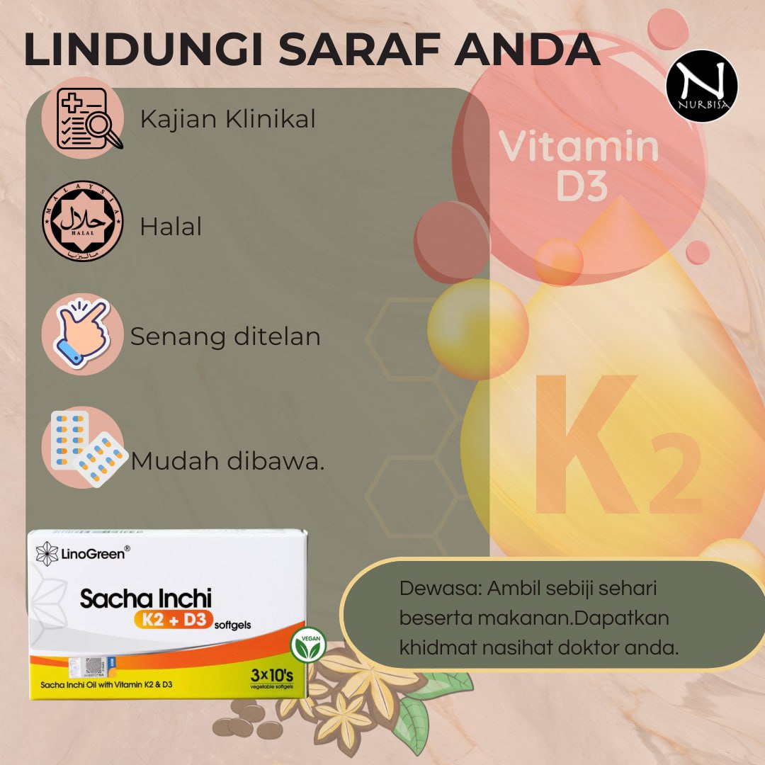 Sacha Inchi K2+D3 | Sokong Tulang, Jantung & Tenaga