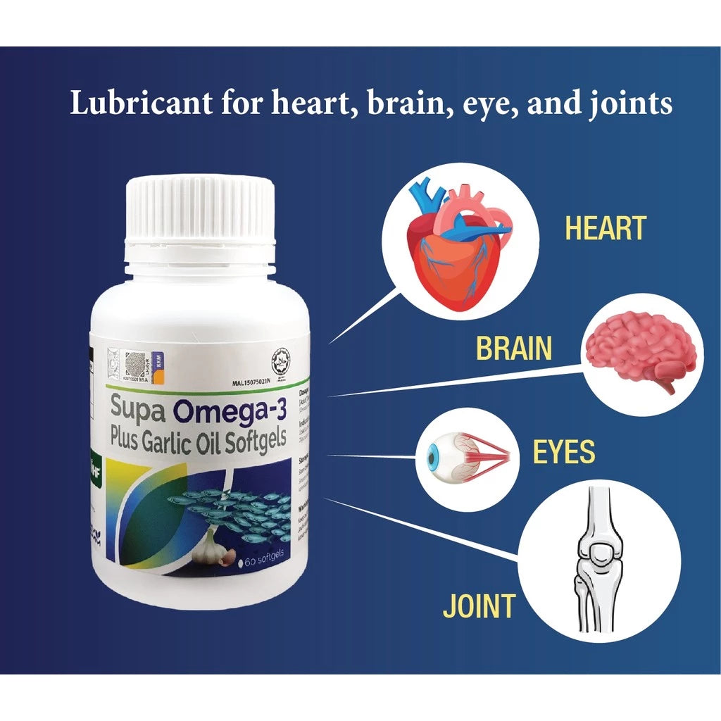 Supa Omega-3 Plus Garlic Oil Sofgels NHF